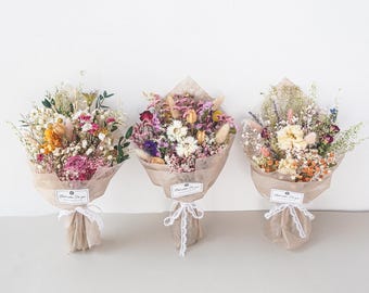 Vintage Preserved Wildflower Tiny Bouquet Handmade Dried flower Gift  10-inch Wedding Favor