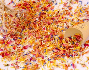 Confeti de rosas de colores, flores secas naturales/confeti de boda hecho a mano/confeti natural para celebración de boda/regalo para ella