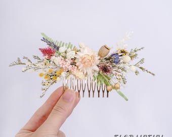 Bohemian Daisy Fern leaves Comb/Dried Flower wedding comb/Autumn Wedding Comb /Handmade comb set/gift for her