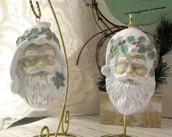 Lot of 2 Santa Ornaments, Vintage Santa’s, Victorian Santa’s, Shabby Santa’s, Christmas Ornament, Upcycle, Santa Ornaments, Shabby