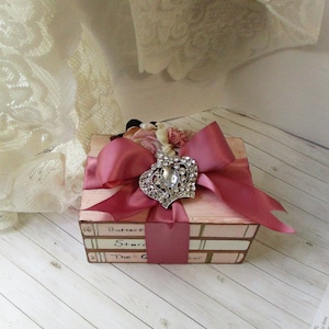 Gorgeous French Country Shabby Chic Romantic Real Wood Books; Shabby Vintage; Pink;  farmhouse decorative books Shabby chic books