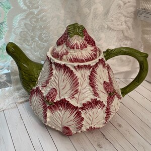 7&quot; Hand painted Jay Willford by Andrea by Sadek Strawberry Teapot - Made in Portugal Ceramic