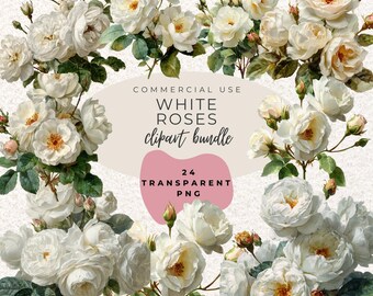 Rosas blancas en acuarela (descarga digital)