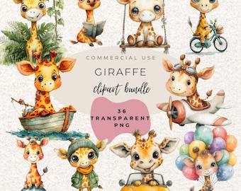 Giraffe Watercolour Clipart PNG  (Digital Download)