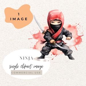 Ninja aquarel clipart png (digitale download)