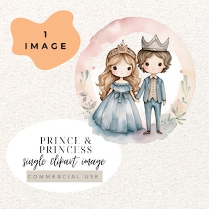 Prince and Princess Fairytale Royal Watercolour Clipart PNG  (Digital Download)