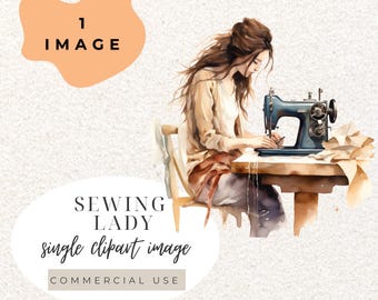 Sewing Lady Crafting Watercolour Clipart PNG  (Digital Download)