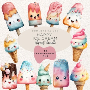 Happy Icecream Popsicle Watercolour Clipart PNG l Summer Clipart l Colourful Icecream  l IceLolly Clipart l Popsicle Stick PNG l Baby Shower