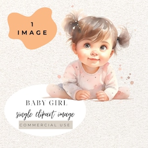 Baby Girl Watercolour Clipart PNG  (Digital Download)