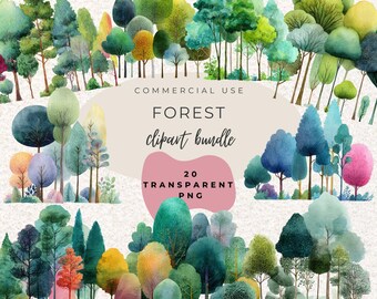 Wald Aquarell Clipart PNG (digitaler Download)