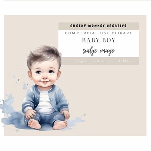 Baby boy Clipart, Commercial License, Watercolor baby boy, cute baby boy, card making, scrapbooking, junk journal, baby shower, blue, birth