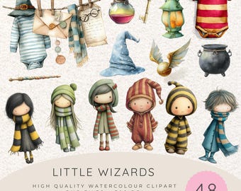Little Wizard Watercolour Clipart PNG  (Digital Download)