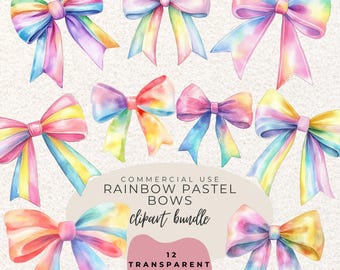 Regenbogen Pastell Bögen Aquarell Clipart PNG (Digital Download)