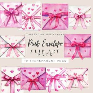 Rosa Liebe Umschlag Clipart, rosa Aquarell png, Valentinstag, Liebe png, romantische Clipart, Geburtstagseinladung, Babyparty, Baby Mädchen