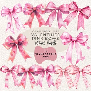 Fiocco di nastro rosa acquerello clipart PNG (download digitale)