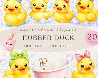 Rubber Duck Watercolor Clipart PNG , Baby Shower, Welcome Sign, Baby Kids Birthday, Duckling, Nursery Decor, Wall Art, Commercial Use