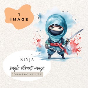 Ninja aquarel clipart png (digitale download)