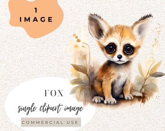 Moody Fox Watercolour Clipart PNG  (Digital Download)