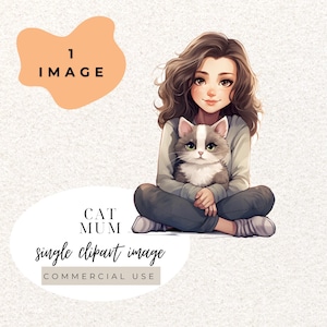 Cat Mum Watercolour Clipart PNG  (Digital Download)