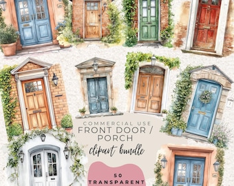 Front Door Cottage Porch Watercolour Clipart PNG (Digital Download)
