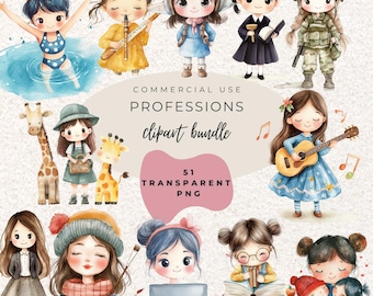 Professions Jobs Careers Watercolour Clipart PNG  (Digital Download)