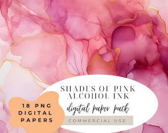 Pink Alcohol Ink Watercolor Illustration (Digital Download 12"x12")