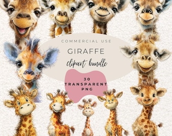 Giraffe Watercolour Clipart PNG  (Digital Download)