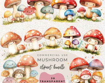 Paddenstoel aquarel clipart png (digitale download)