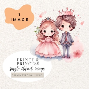Prince and Princess Fairytale Royal Watercolour Clipart PNG  (Digital Download)