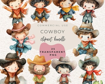 Cowboy Watercolour Clipart PNG  (Digital Download)