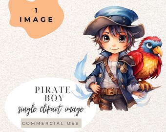 Bird Dad Parrot and Pirate Boy Watercolour Clipart PNG  (Digital Download)