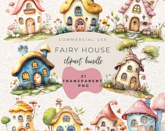 Fairy House Magical Fairytale  Nursery Watercolour Clipart PNG  (Digital Download)