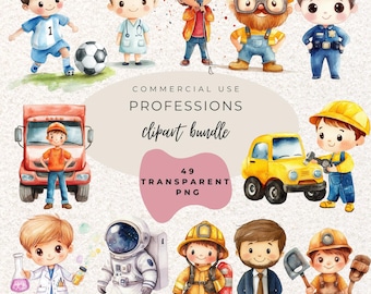 Professions Jobs Careers Watercolour Clipart PNG  (Digital Download)