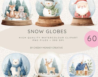 Julsnöglob akvarell Clipart PNG (digital nedladdning)