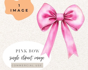Laço de fita rosa coquete aquarela clipart PNG (download digital)