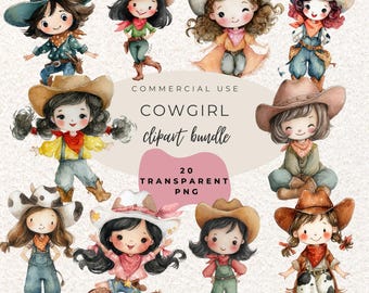 Cowgirl Watercolour Clipart PNG  (Digital Download)