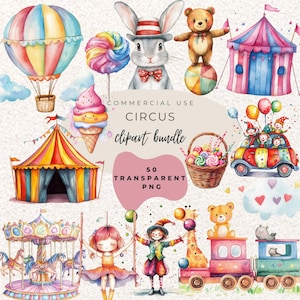 Circus Watercolour Clipart PNG  (Digital Download)