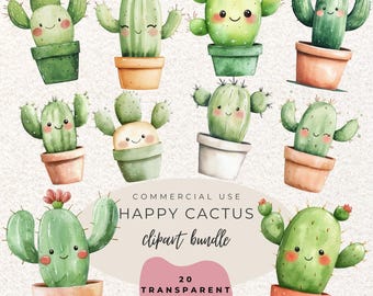 Cactus Watercolour Clipart PNG  (Digital Download)