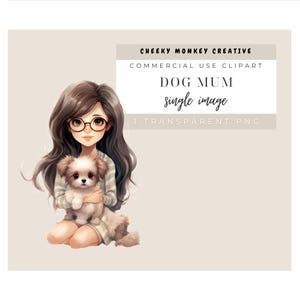 Dog Mum Clipart, Commercial License, Watercolor dog, Dog Clipart, Best Friends Clipart, Girl with Dog, Dog Mom, Best friends Dog and Girl