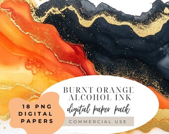 Burnt Orange Alcohol Ink Watercolor Illustration (Digital Download 12"x12")