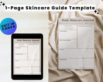 Beauty Journal Printable Skincare Journal Skincare Planner Daily Beauty Journal Daily Skincare Log Skincare Diary Digital Skincare Tracker