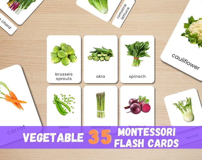 Vegetable Flashcards: Real Photo Montessori Cards (Digital Download)