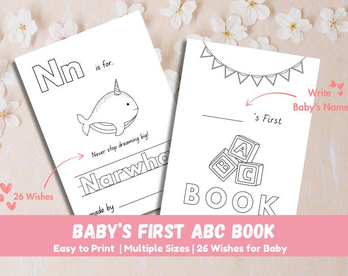 Baby Shower ABC Book: Coloring Pages, Welcome Sign (Digital Download)