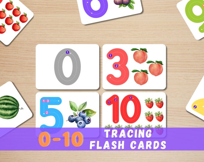 Number Tracing Cards 0-10: Homeschool Montessori Activity (Digital Download)
