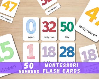 Montessori Number Flash Cards 0-50: Printable Math Resource (PDF)