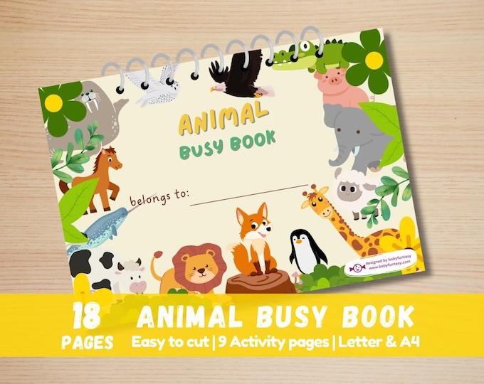 Animal Busy Book Printable: Montessori Toddler Learning (PDF)