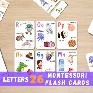ABC フラッシュ カード、アルファベット フラッシュ カード、モンテッソーリ教材、幼児の学習、就学前活動、ホームスクール、早期学習リソース