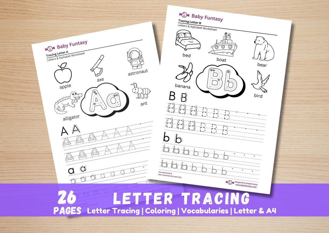 Alphabet Tracing Worksheets: Preschool Kindergarten Handwriting ...