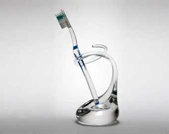 Unique Clear Glass Toothbrush Holder - Handmade on Request