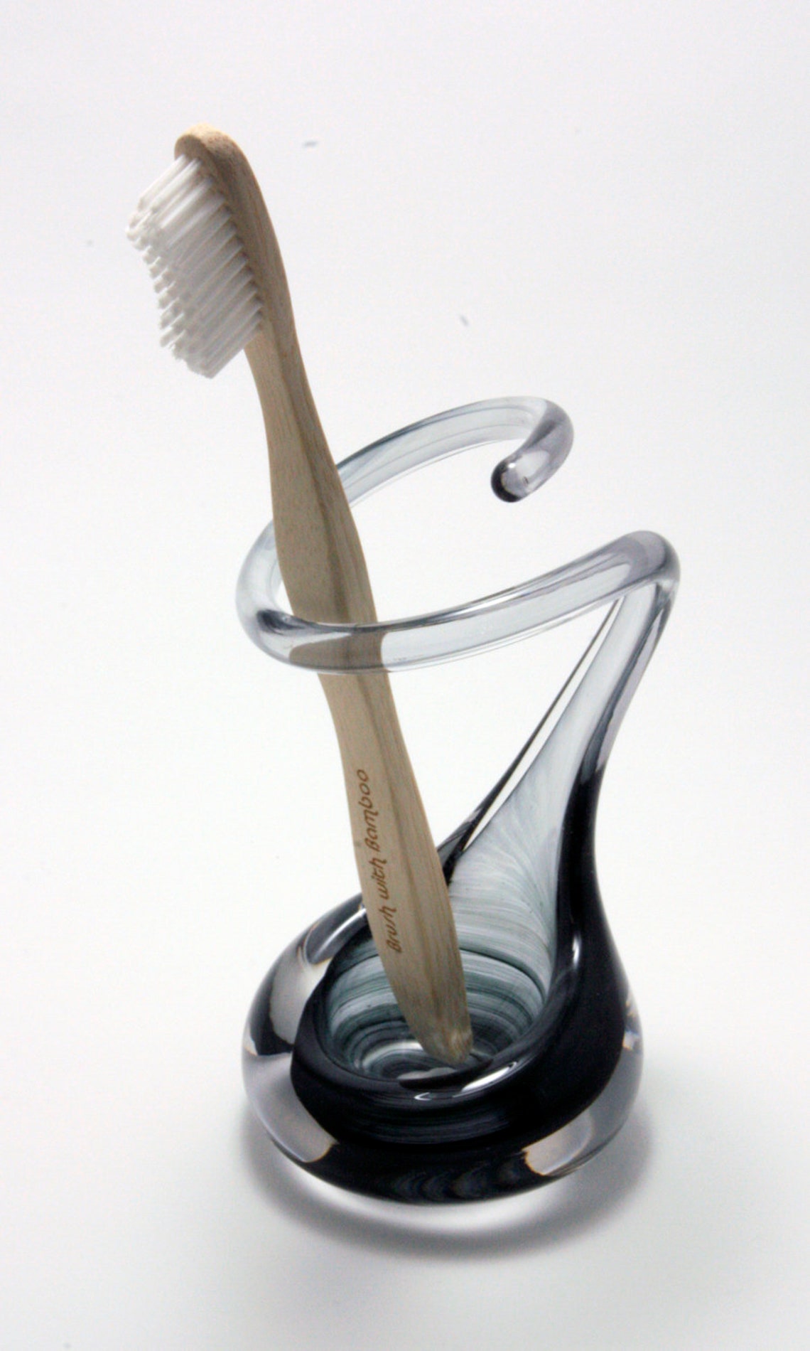Smoky Grey Glass Toothbrush Holder Made on Request Etsy